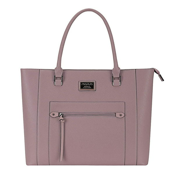Pink Purple Flower Leather Tote Bag Large Capacity Shoulder Handbag Purse Work Laptop fit 15.6 inch for Women Lady Girls 